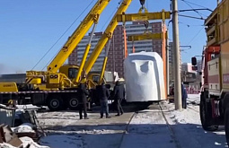 В Улан-Удэ привезли второй двухсекционный трамвай «Богатырь»
